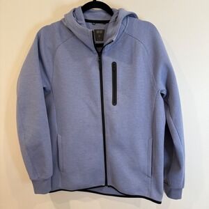 UNIQLO Men's Full Zip Hoodie Light Blue Melange Heathered Activewear Jacket M